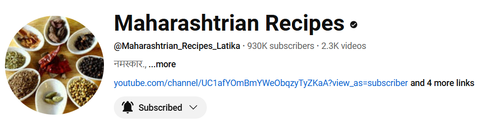 YouTube channel Maharashtrian recipe