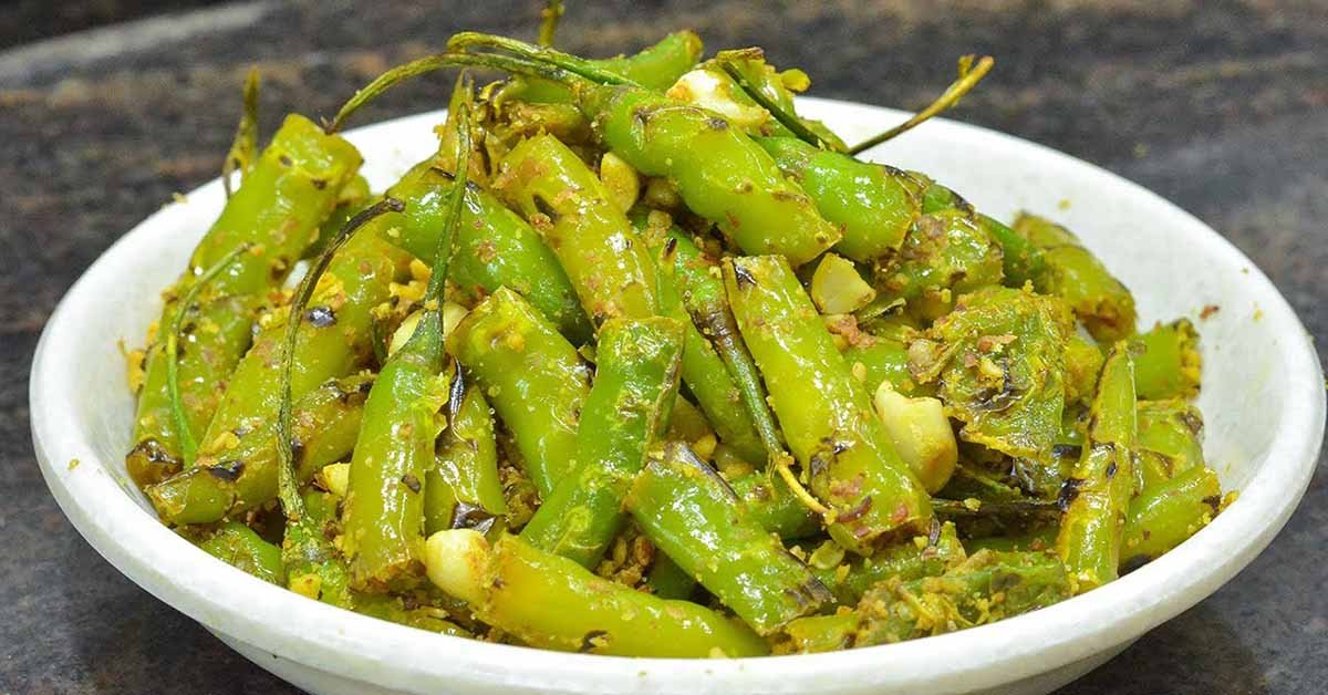 Easy Mirchu Recipe Maharashtrian Green Chilli Stir-fry