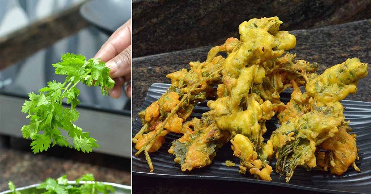 Crispy Kothimbir Pakoda Recipe Easy Coriander Fritters