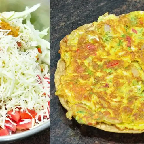 Quick Veggie Cheese Egg Omelette Recipe