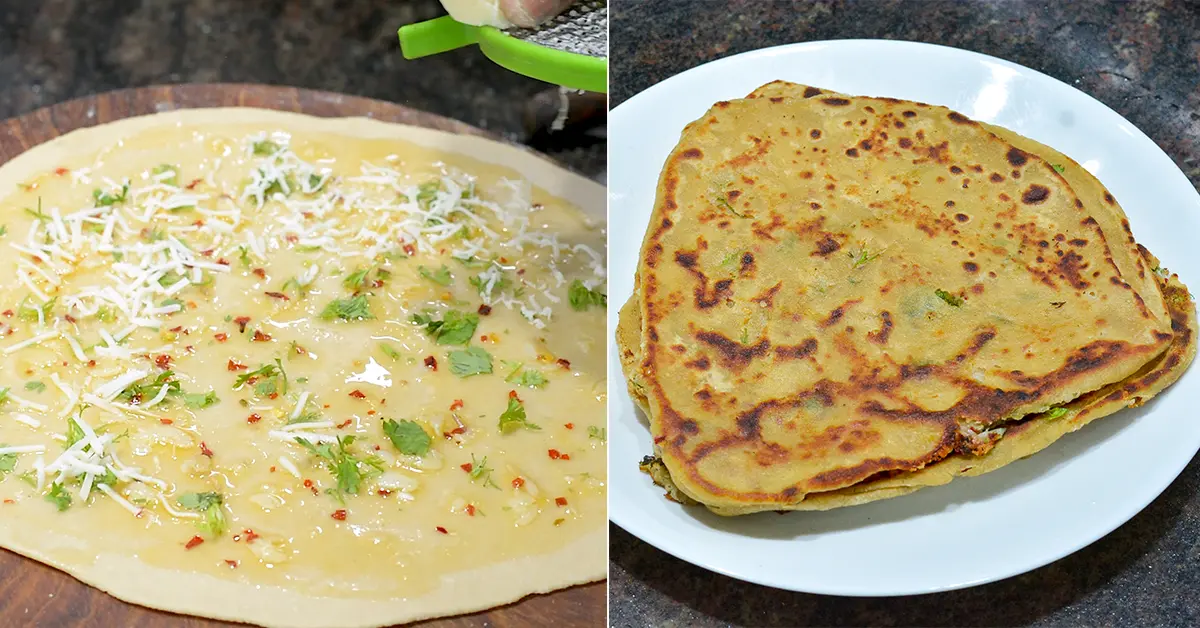 Butter Garlic Cheese Paratha Recipe